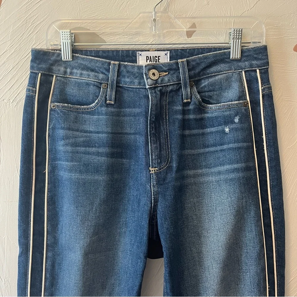 Paige Hoxton Straight Ankle Jeans in Indigo Cream size 28 - Picture 7 of 15